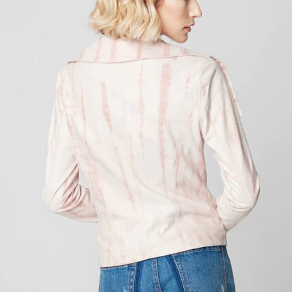 BLANKNYC Tie-Dye Zip-Up Faux Suede Jacket in Hippie Dippie Pink Sz S - Picture 2 of 6